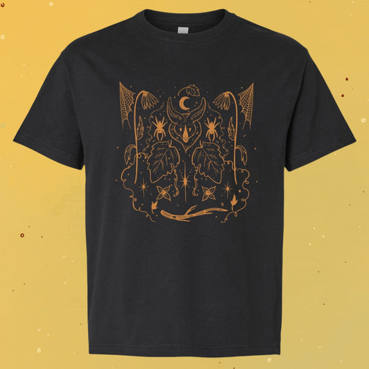 Spooky Bat Tee-Vintage Black