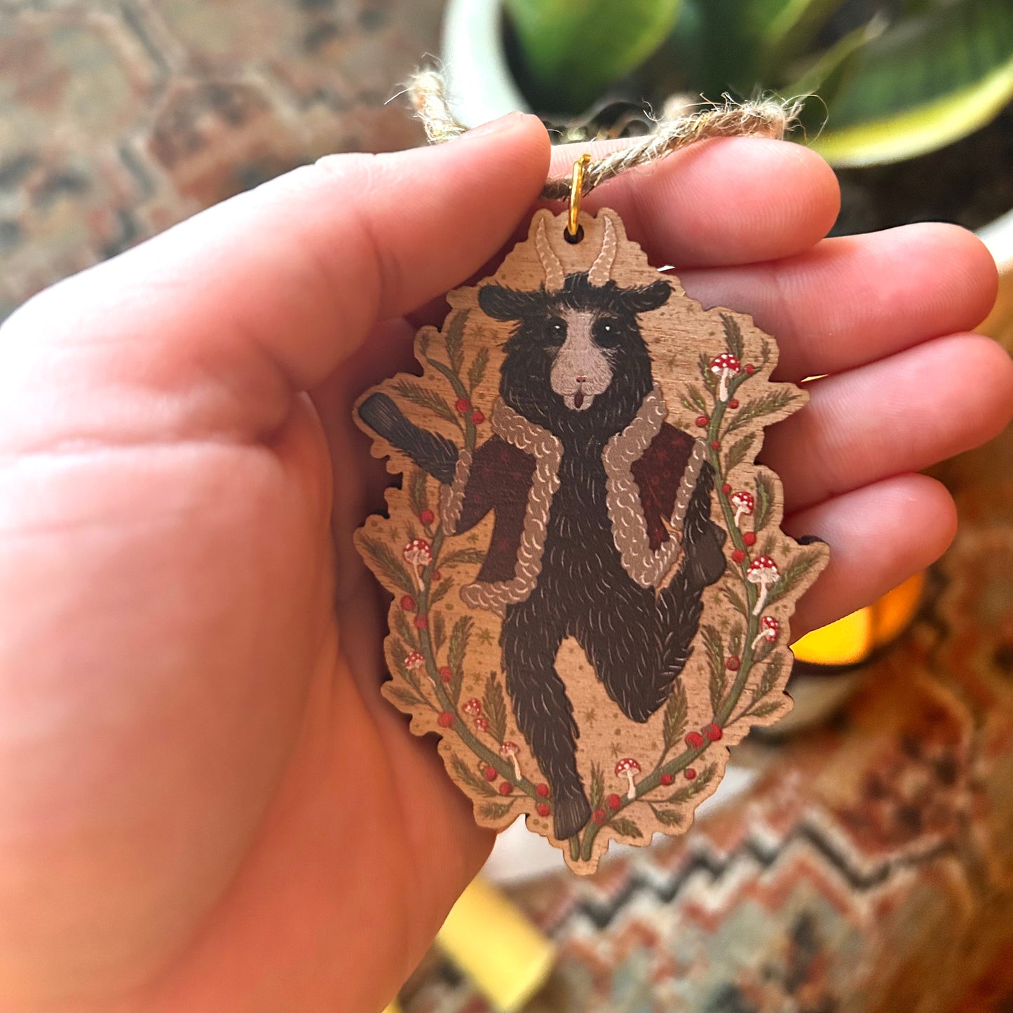Wooden Festive Krampus Holiday Ornament