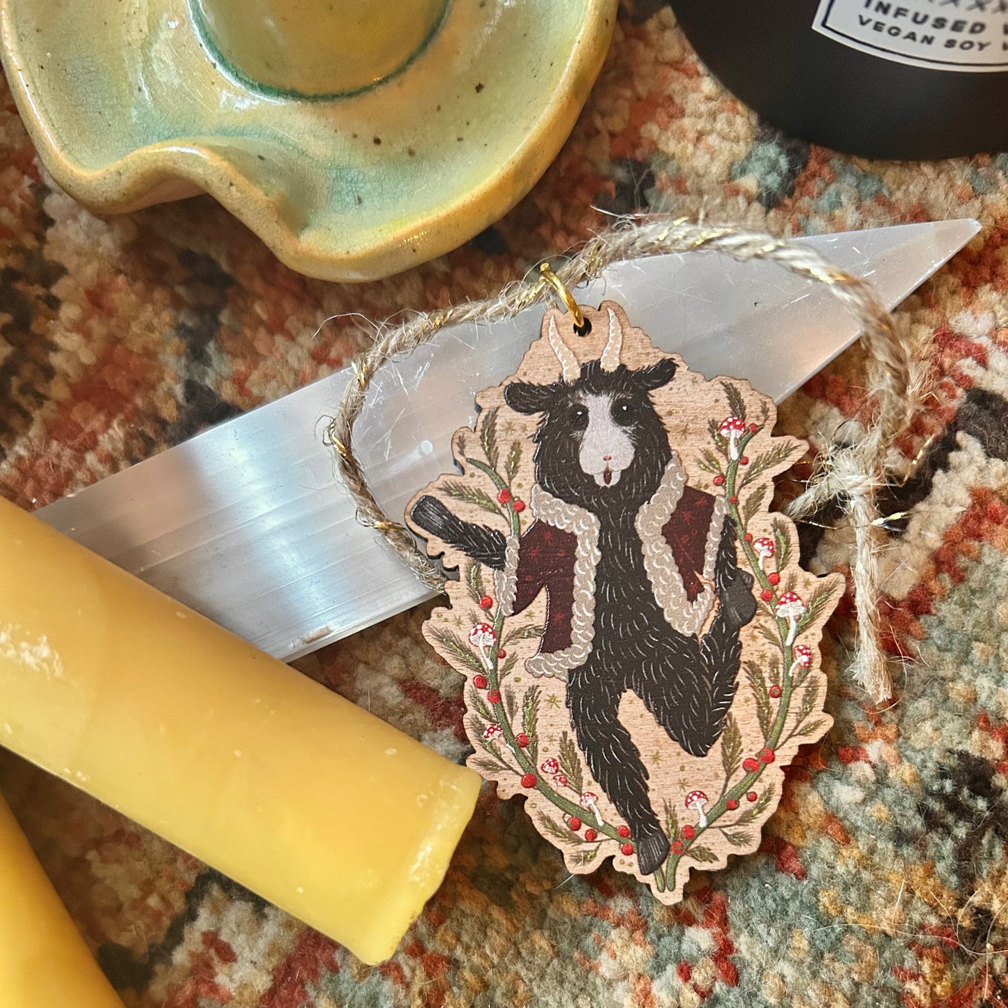 Wooden Festive Krampus Holiday Ornament