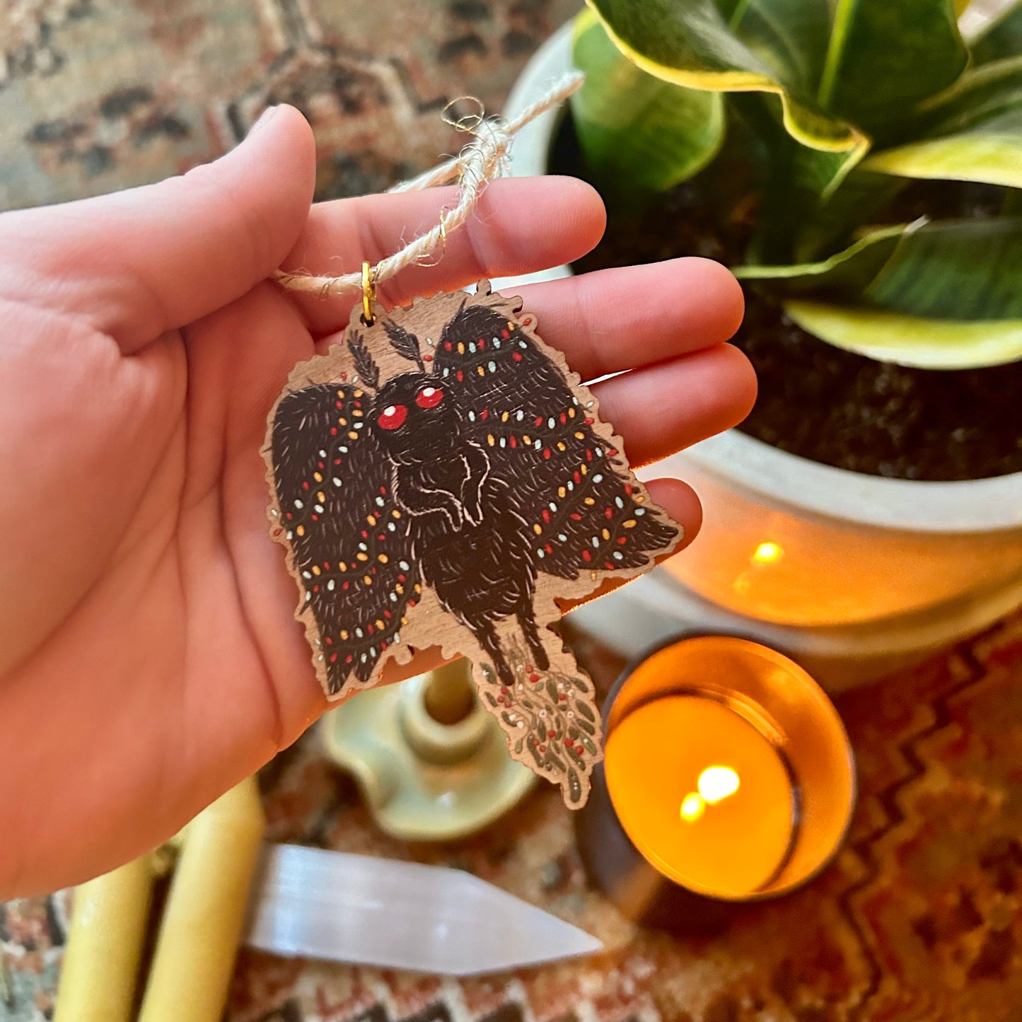 Wooden Mothman Holiday Ornament