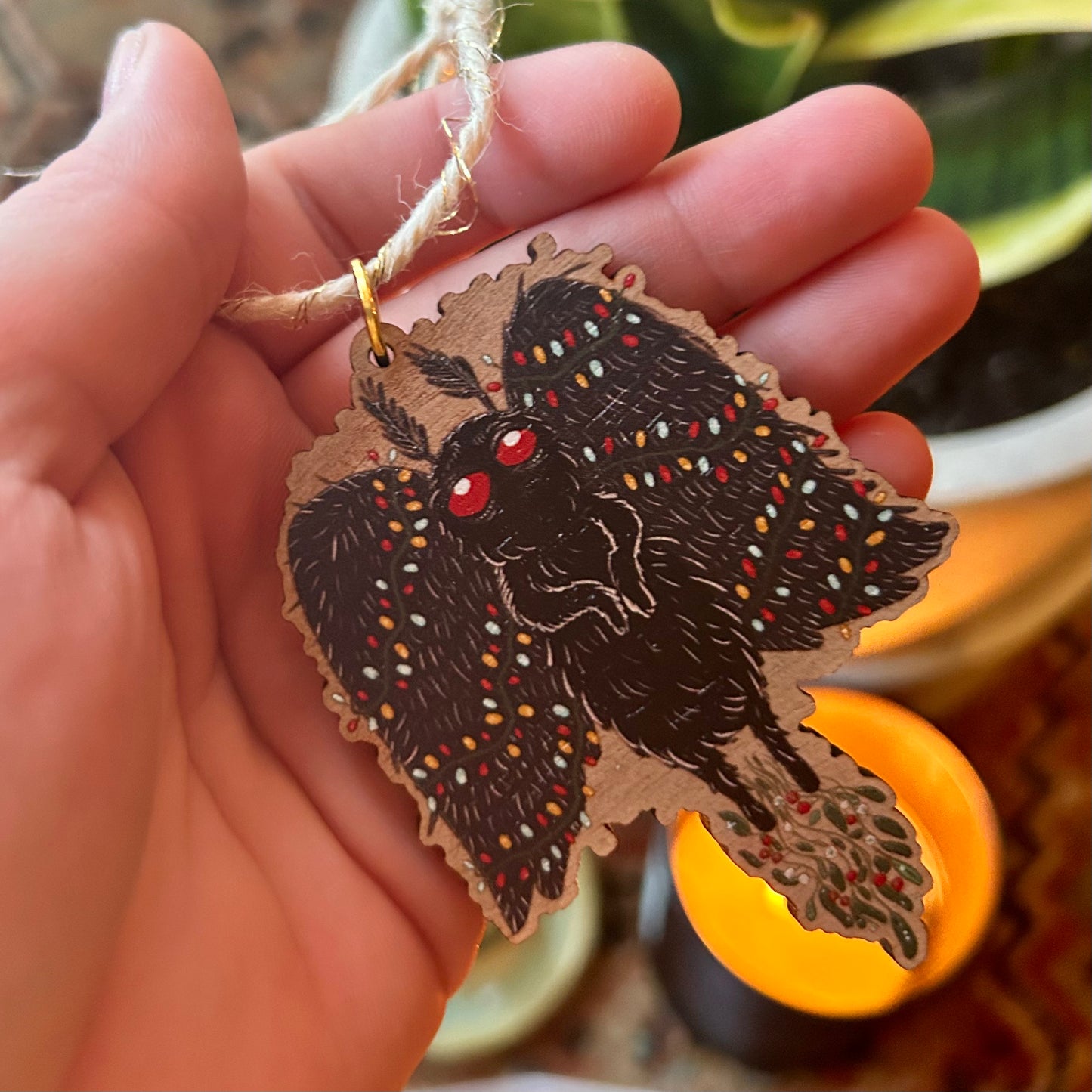 Wooden Mothman Holiday Ornament