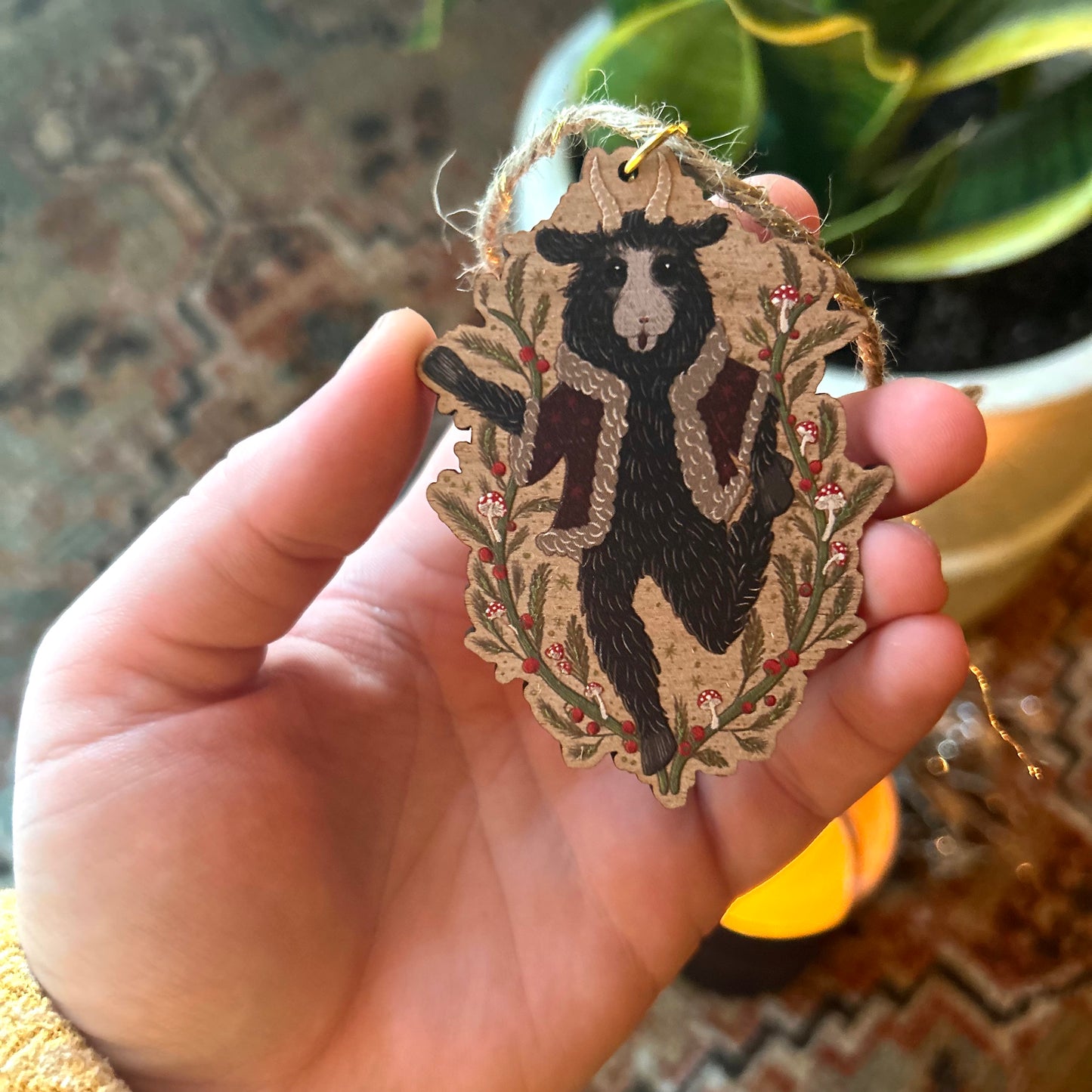 Wooden Festive Krampus Holiday Ornament