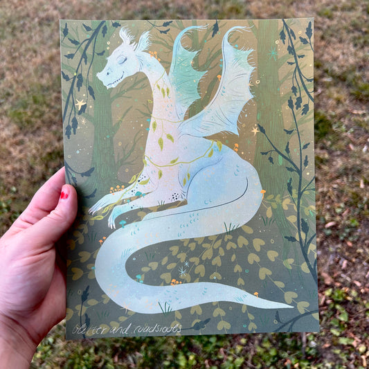 Magical Mushroom Forest Dragon Print
