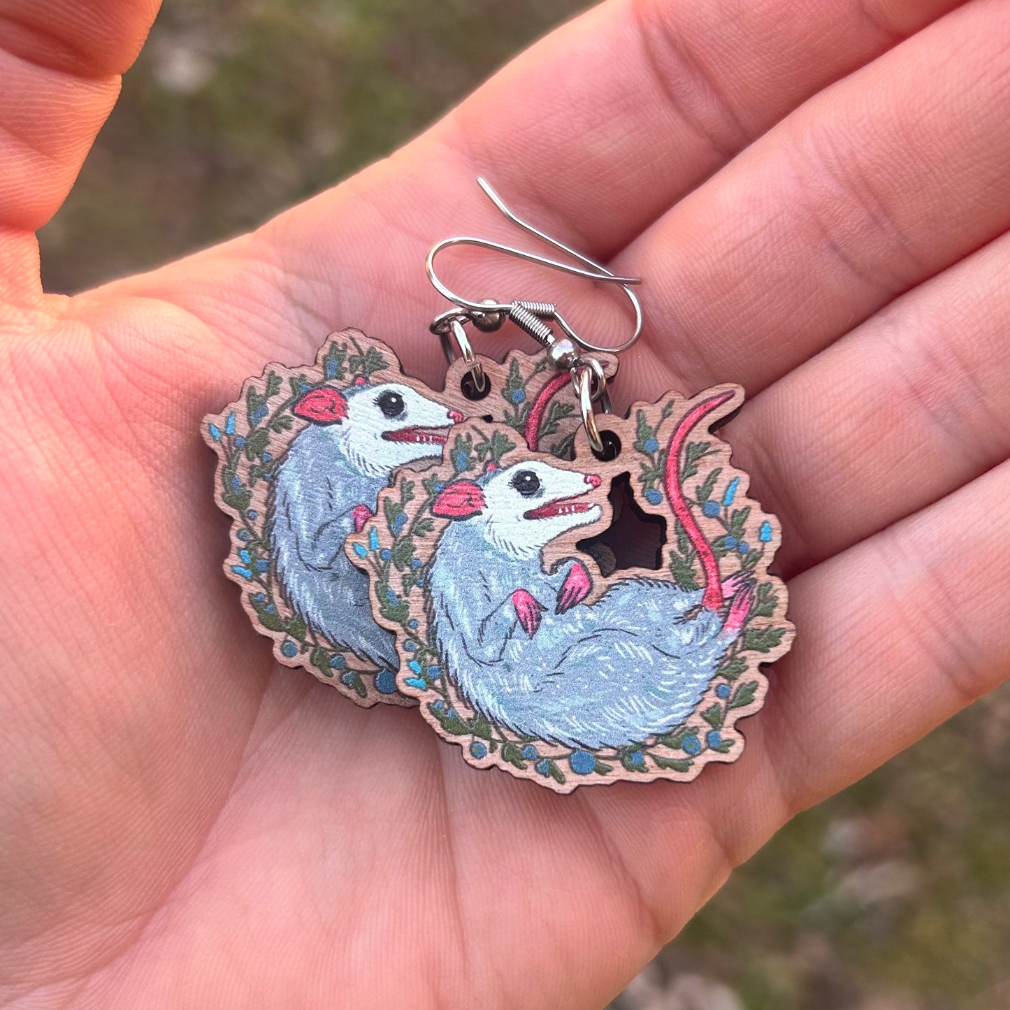 'Possum Wooden Earrings