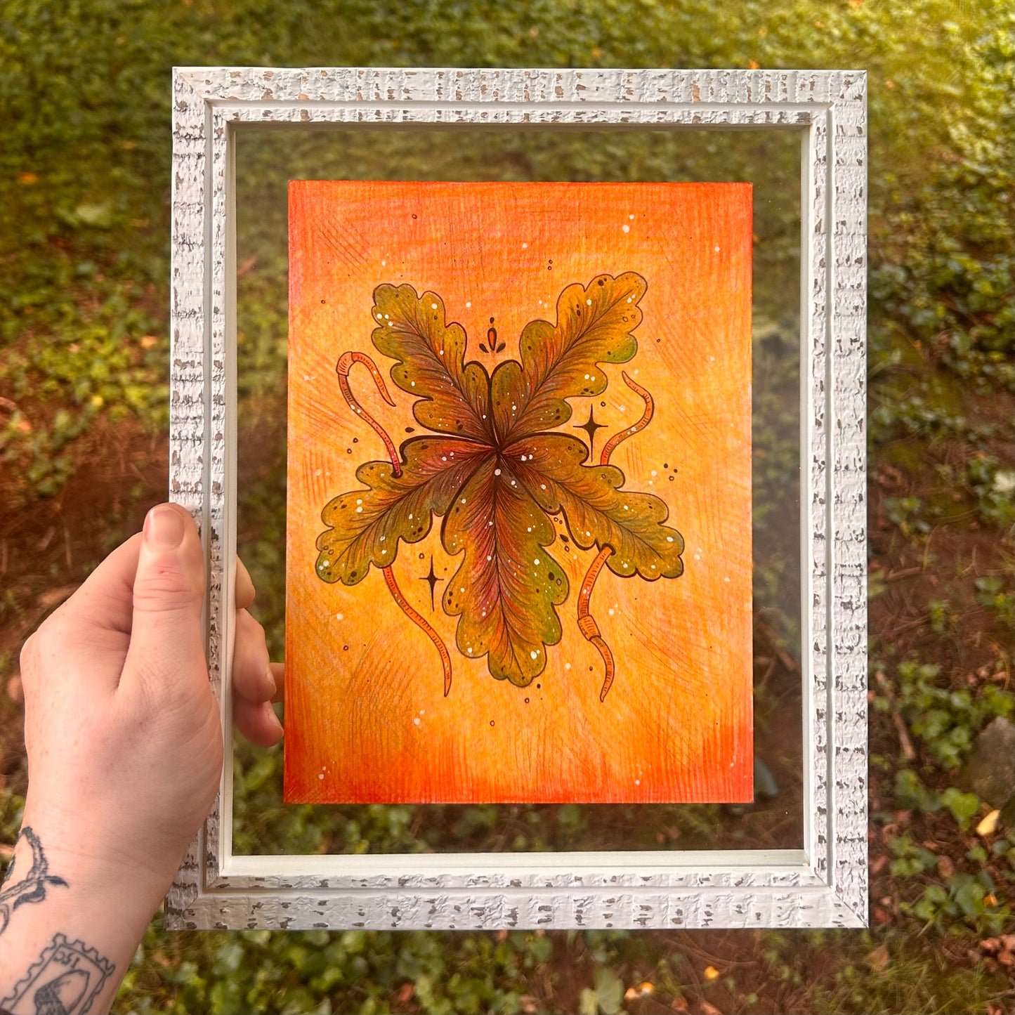 ORIGINAL ART-Leaf+Worms