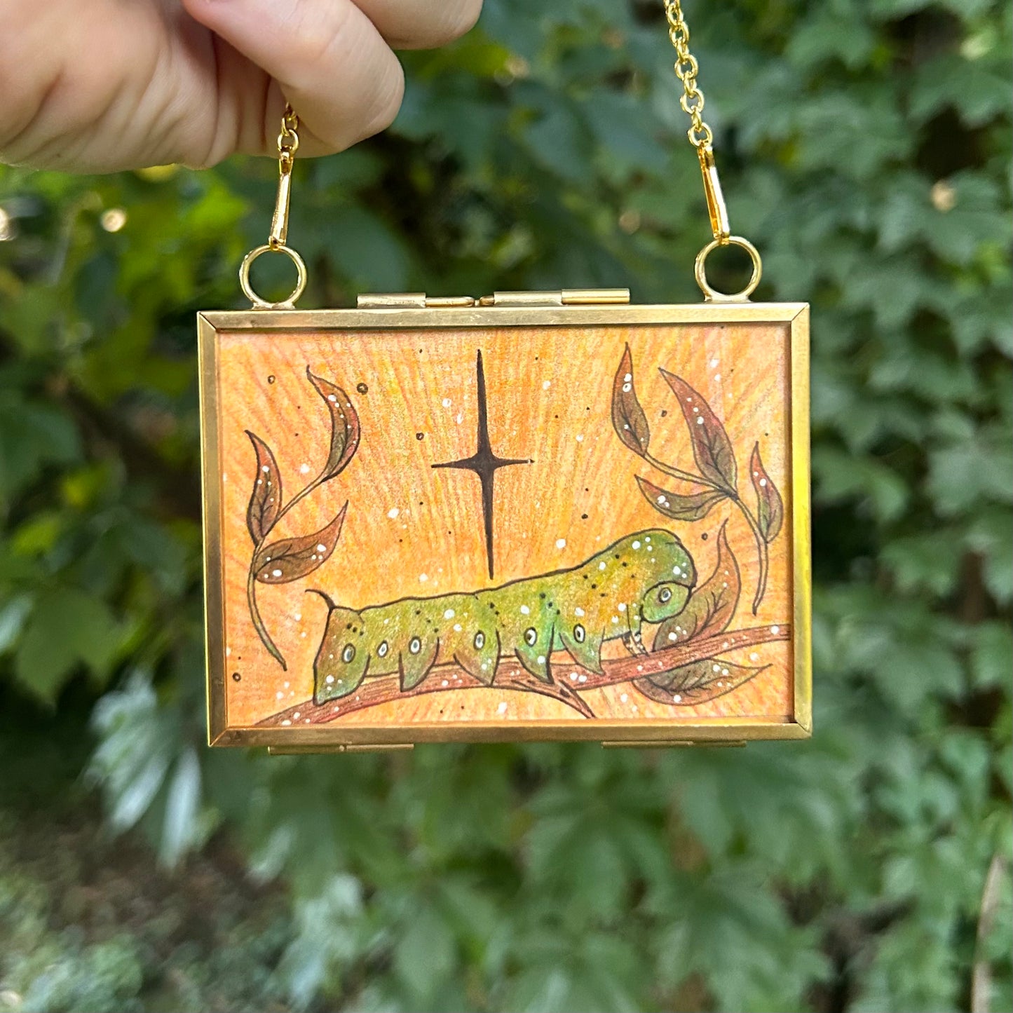 ORIGINAL ART-Framed Tomato Hornworm Drawing