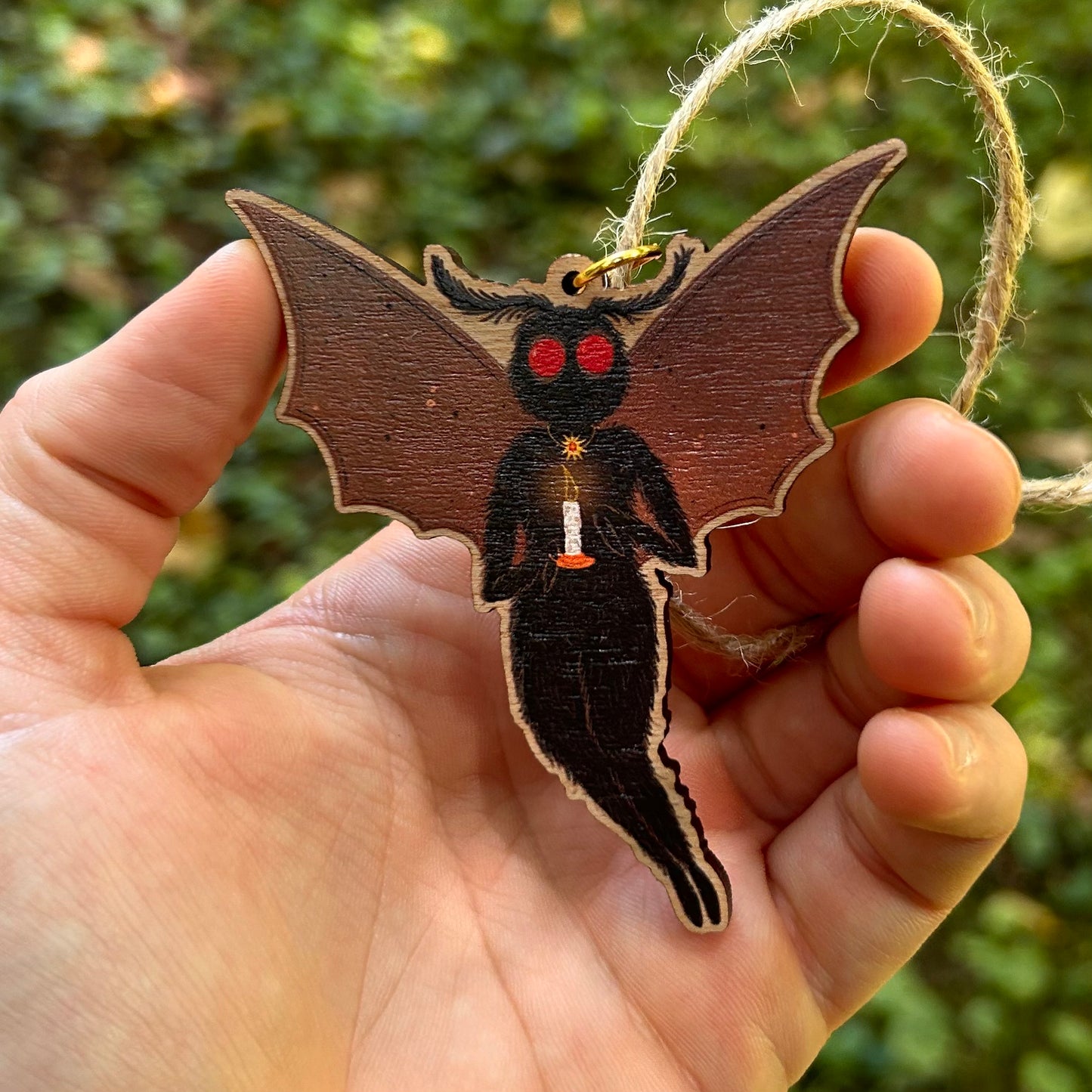 Wooden Mothman Lantern Ornament