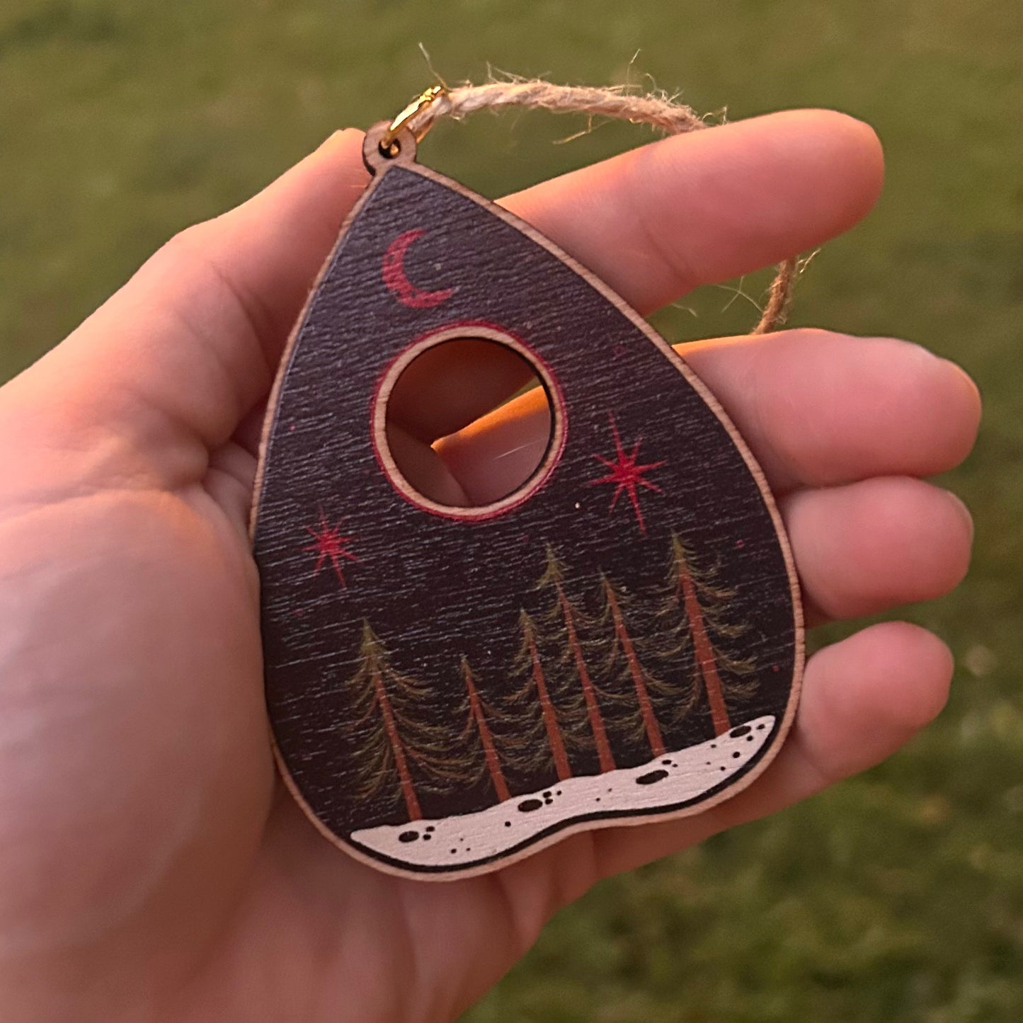 Wooden Planchette Forest Ornament