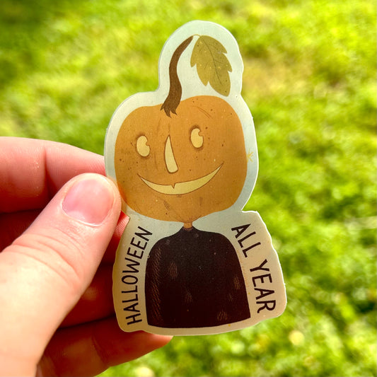 Halloween All Year Pumpkin Sticker