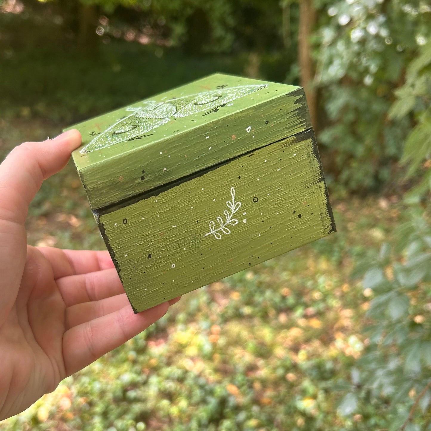 Handpainted Moth Box (Green)