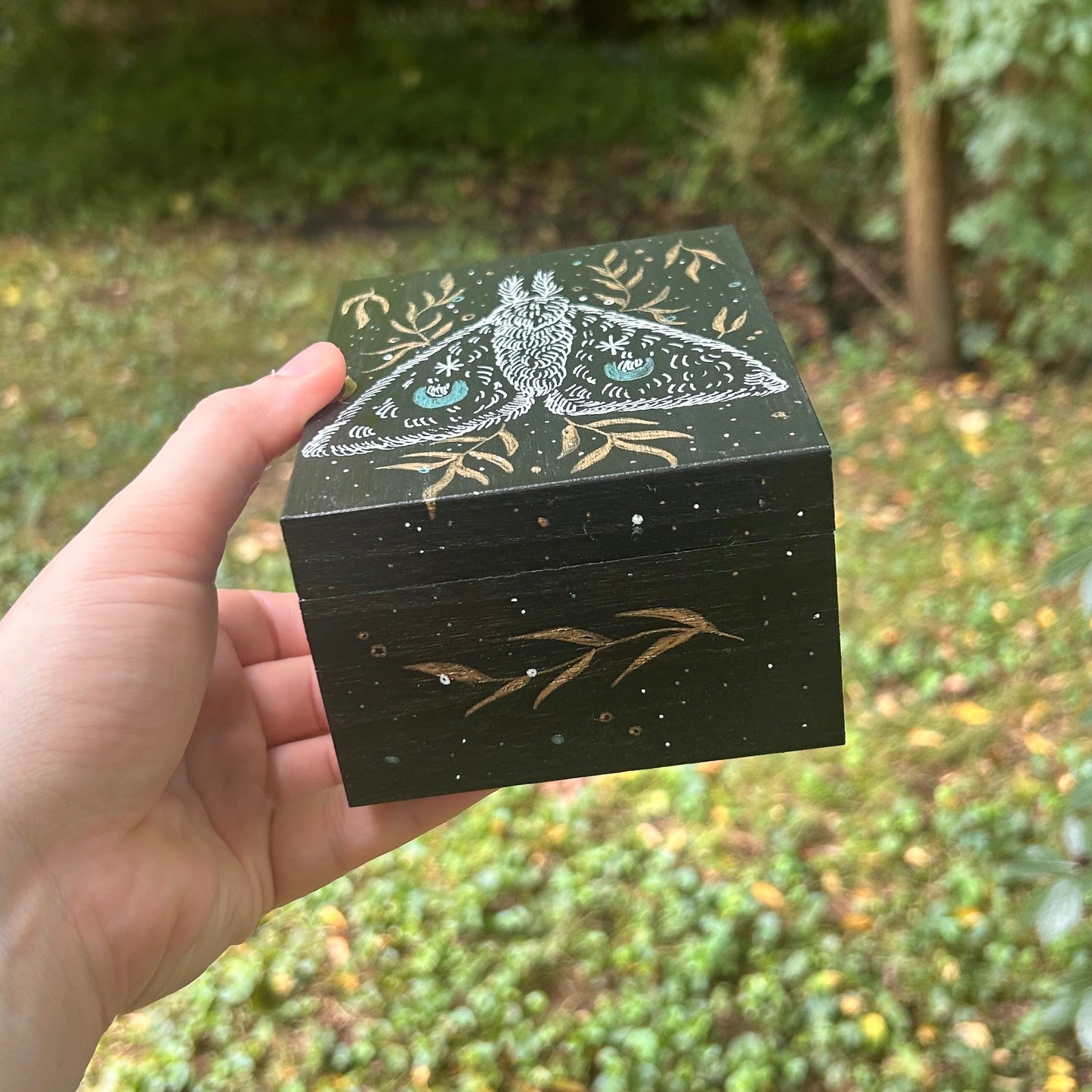 Handpainted Moth Box (Black)