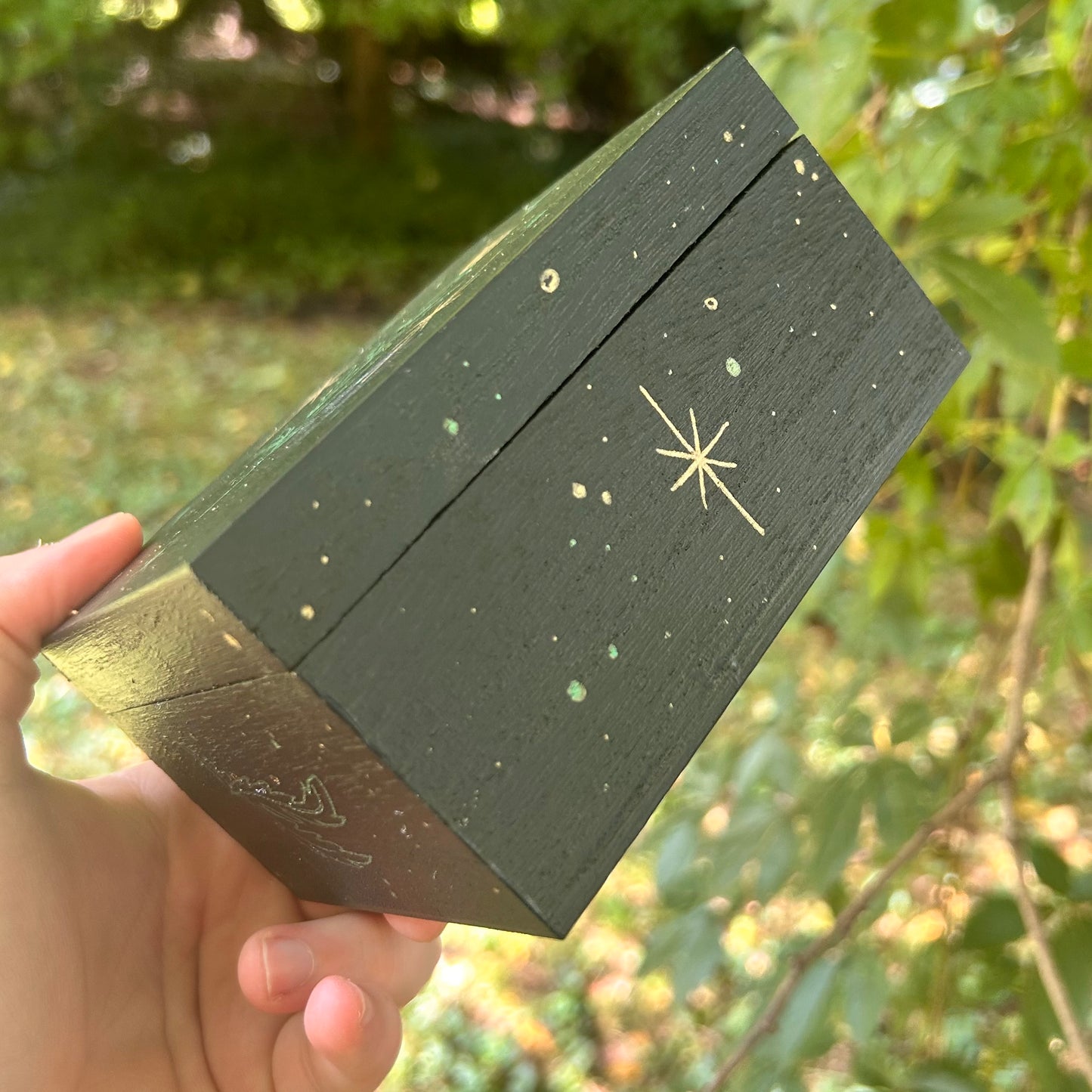 Handpainted Thistle Box (Green Moon)