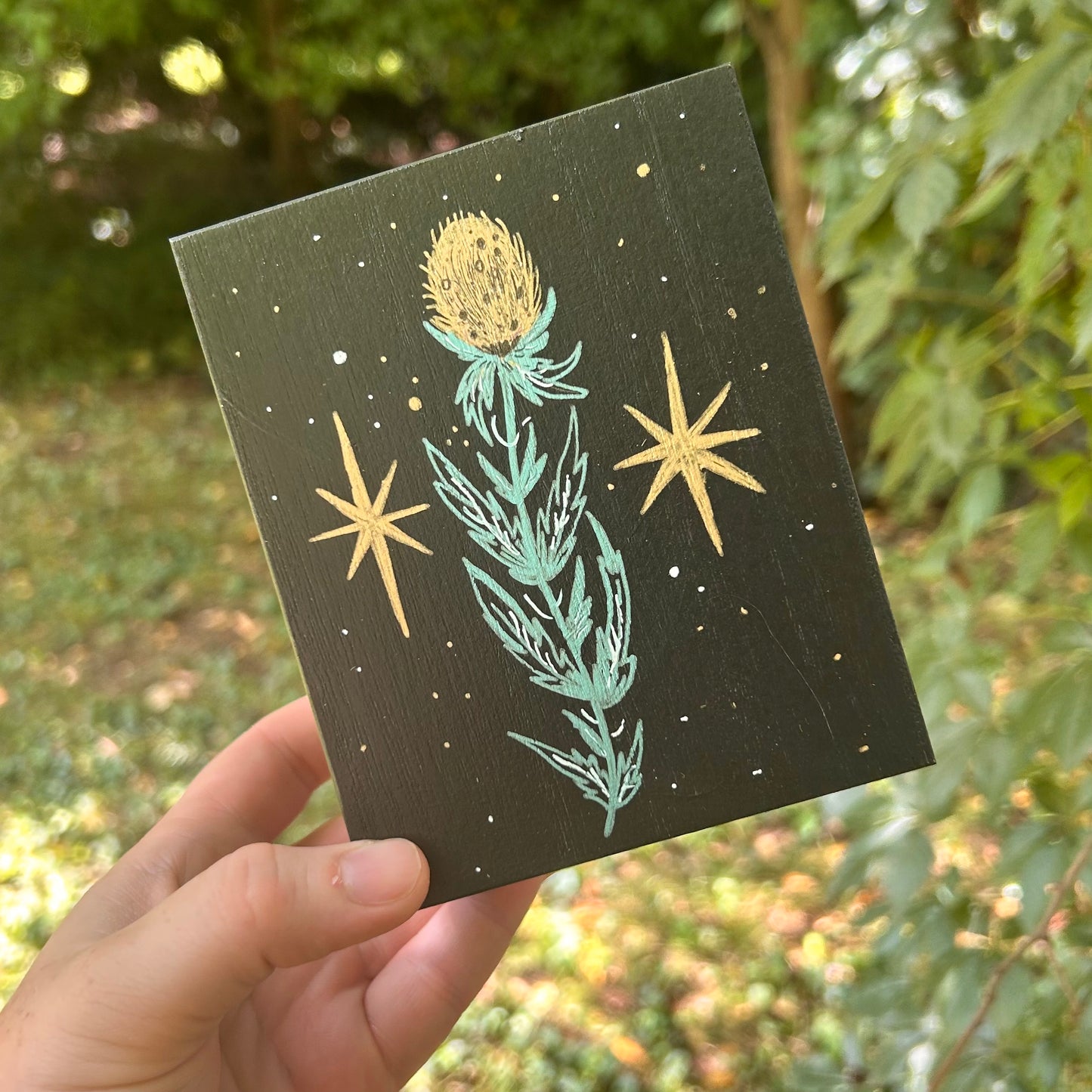 Handpainted Thistle Box (Gold Star)
