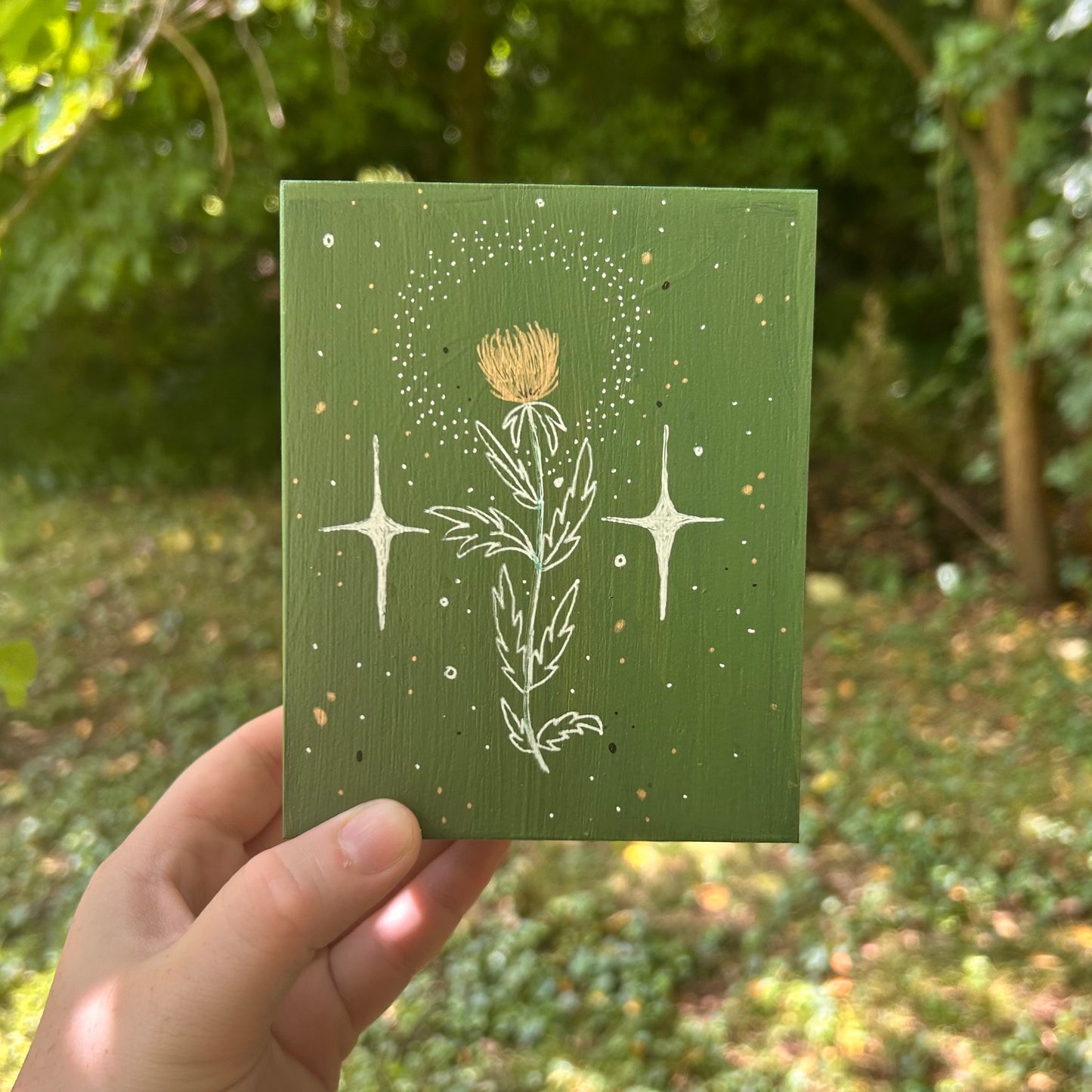 Handpainted Thistle Box (White Leaves)