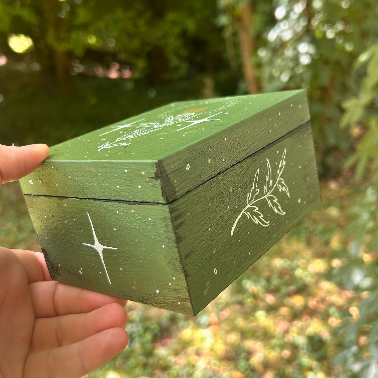 Handpainted Thistle Box (White Leaves)