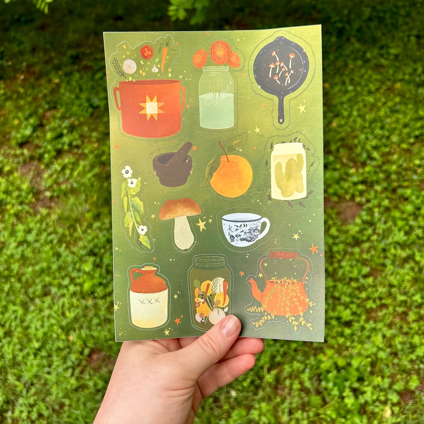 Shimmery Southern Kitchen Witch Sticker Sheet
