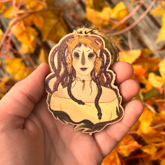 Wooden Medusa Ornament