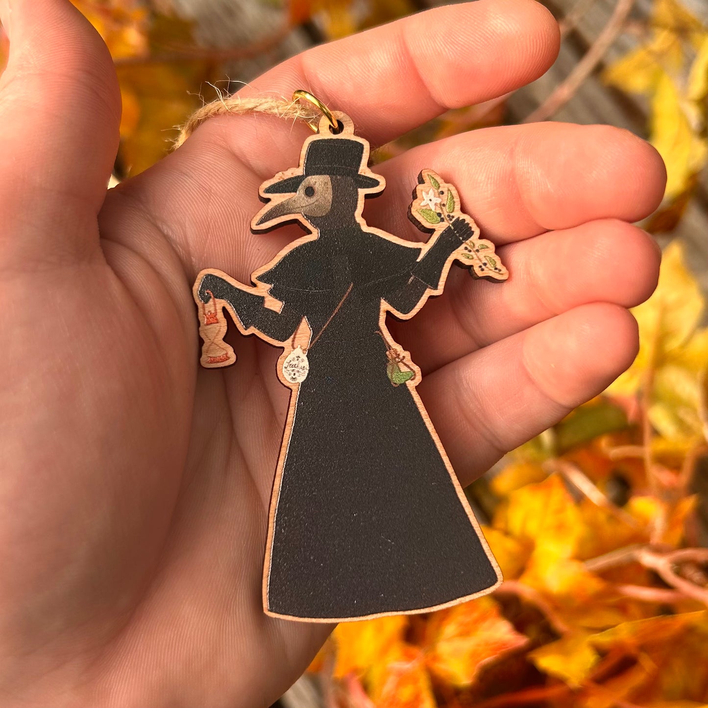 Wooden Plague Doctor Ornament