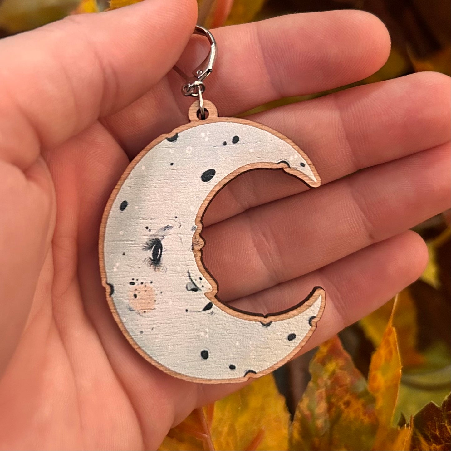 Wooden Moon Earrings