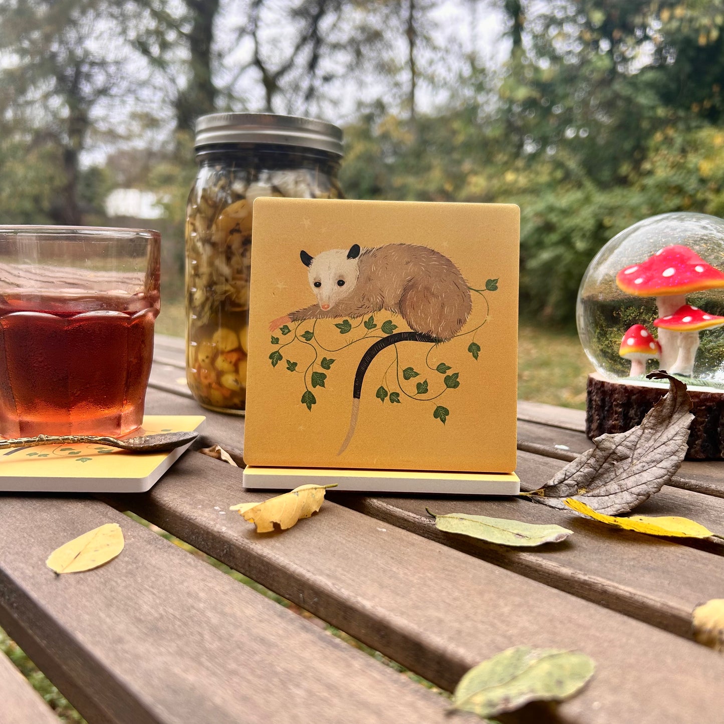 ✨Imperfect✨Peaceful 'Possum Ceramic Coaster