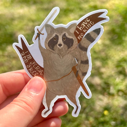 Feral and Free Racoon Sticker