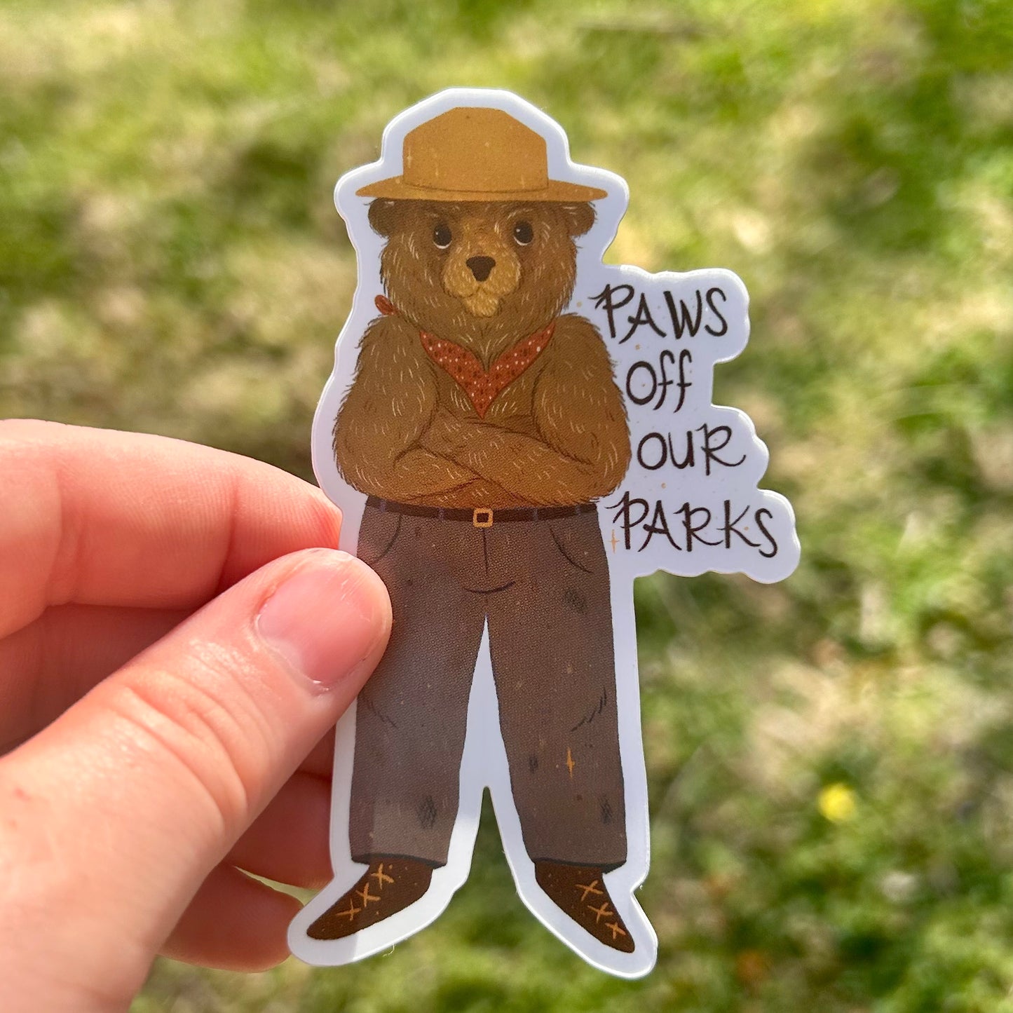 Paws Off Our Parks Bear Sticker