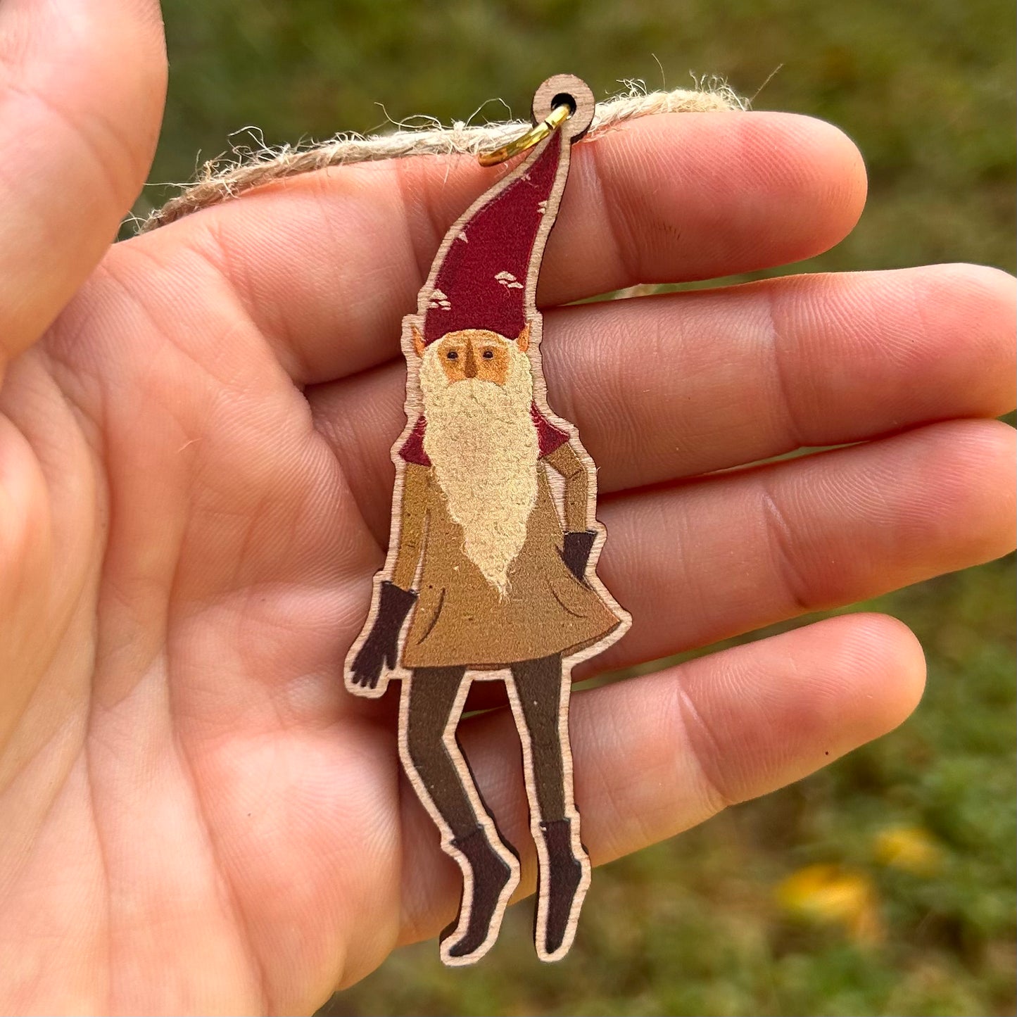 Wooden Gnome Ornament