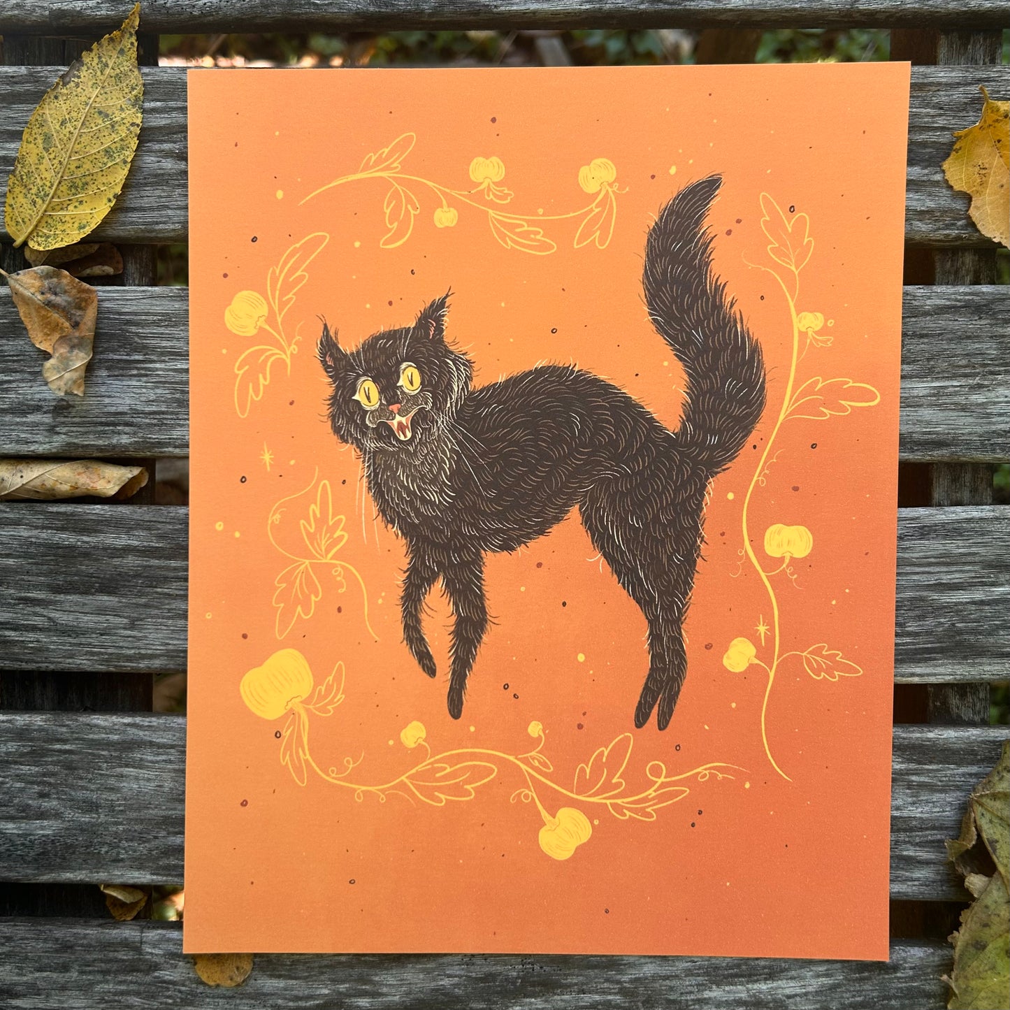 Vintage Halloween Cat Print