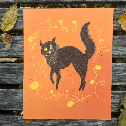 Vintage Halloween Cat Print