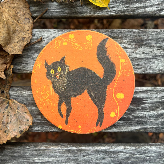 Vintage Halloween Cat Coaster