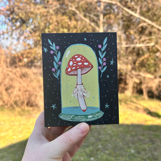 Mushroom Bell Jar Handpainted Box