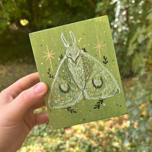 Handpainted Moth Box (Green)