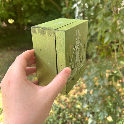 Handpainted Moth Box (Green)
