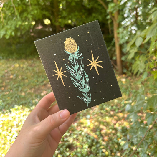 Handpainted Thistle Box (Gold Star)