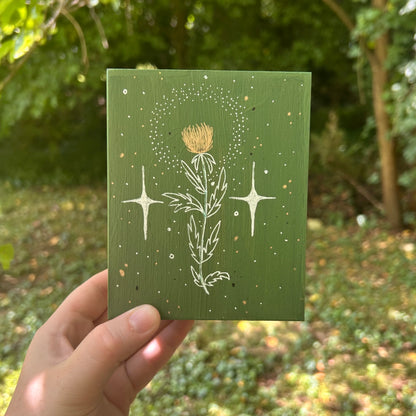 Handpainted Thistle Box (White Leaves)