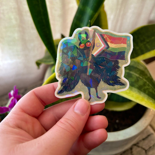 Rainbow Pride Sparkly Mothman Sticker