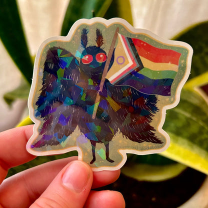 Rainbow Pride Sparkly Mothman Sticker