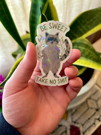 Be Sweet Sparkly Raccoon Sticker