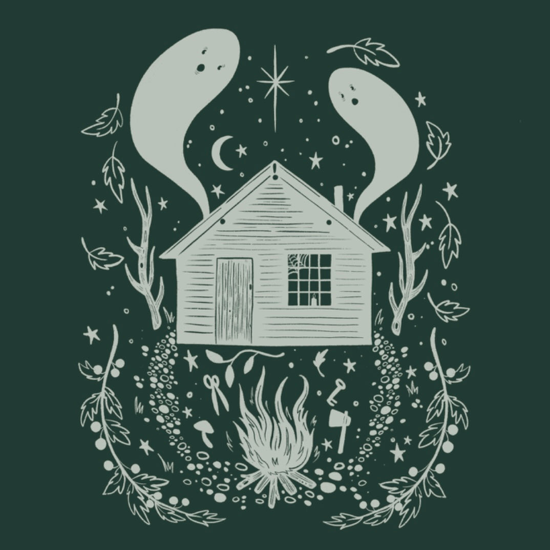 Haunted Cabin Tee-Forest Green