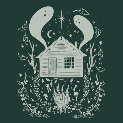 Haunted Cabin Tee-Forest Green