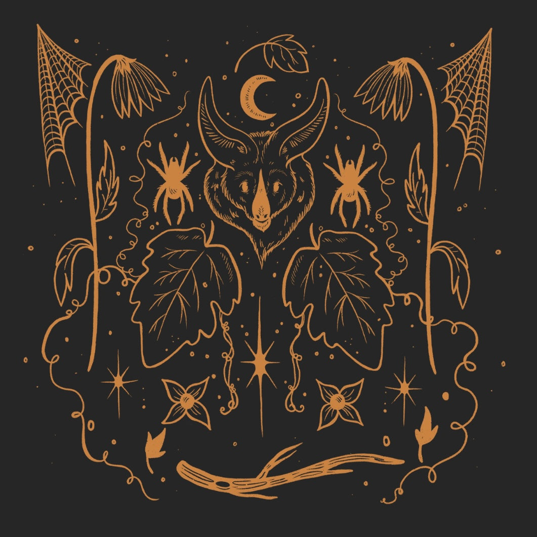 Spooky Bat Tee-Vintage Black