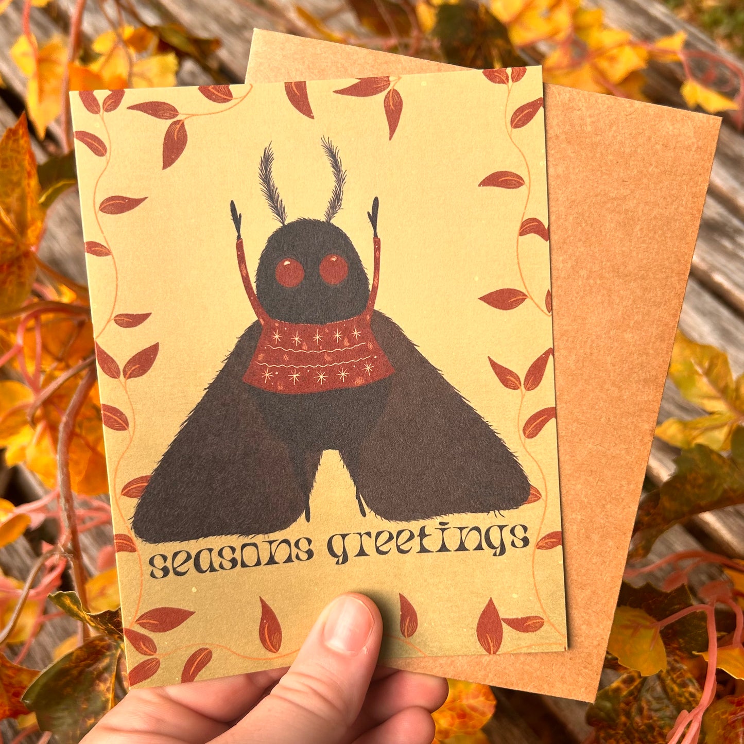 Ugly Christmas Sweater Mothman Holiday Card