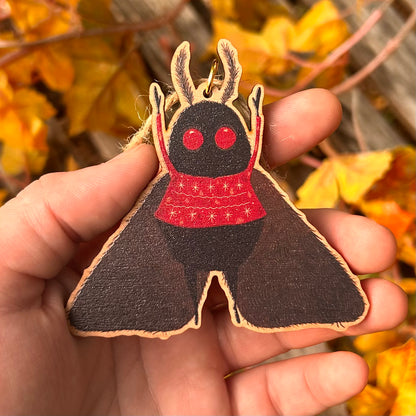 Wooden Mothman Sweater Ornament