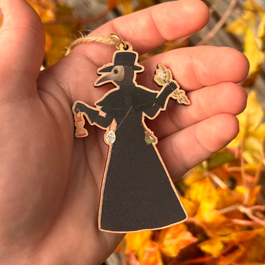 Wooden Plague Doctor Ornament