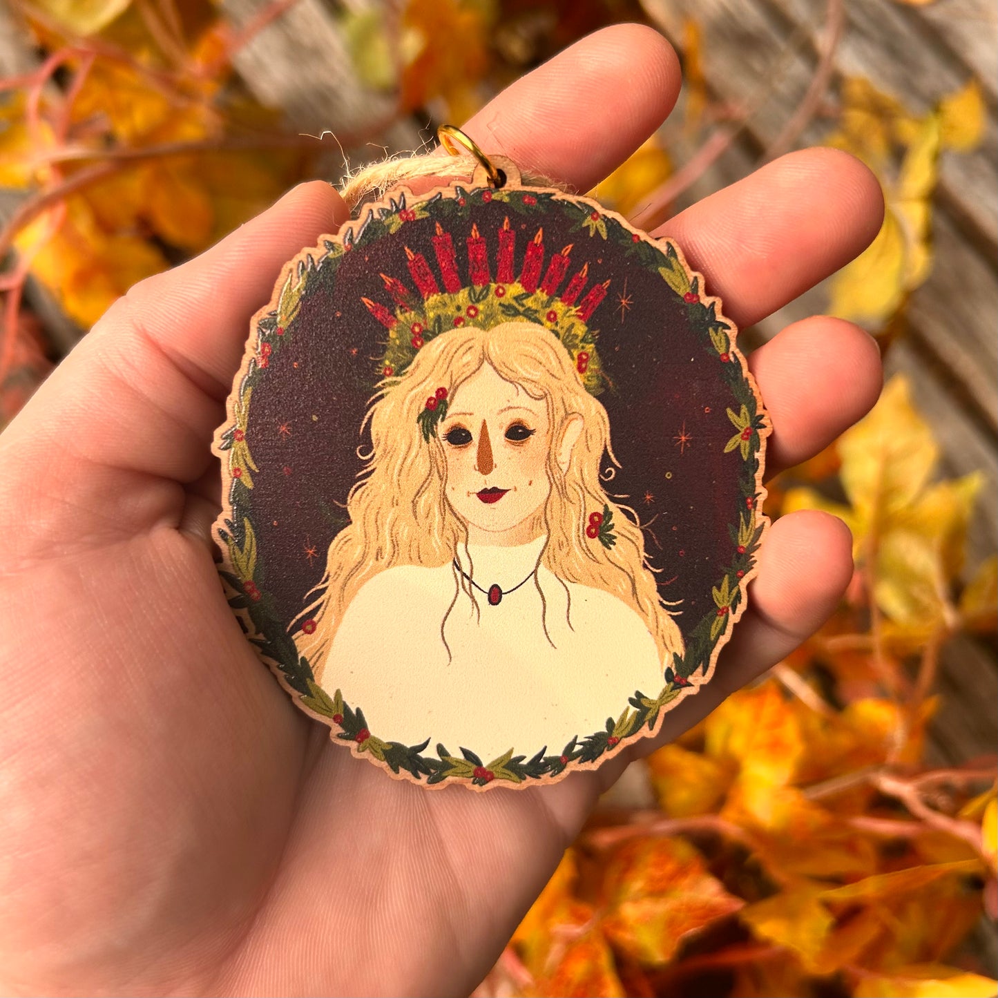 Wooden Lussi (Candlemas) Ornament