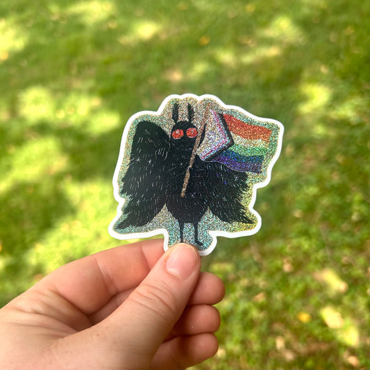 Rainbow Pride Sparkly Mothman Sticker
