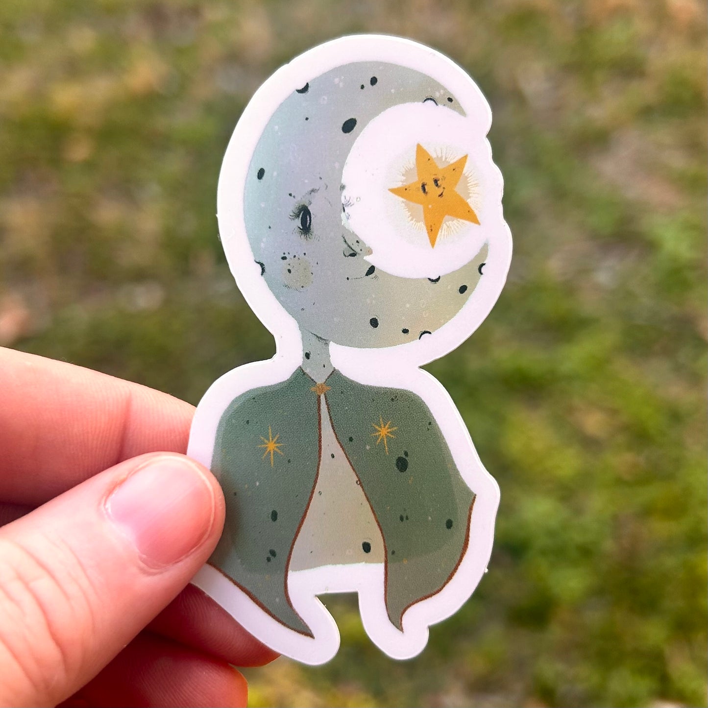 Moon and Star Metallic Vinyl Sticker