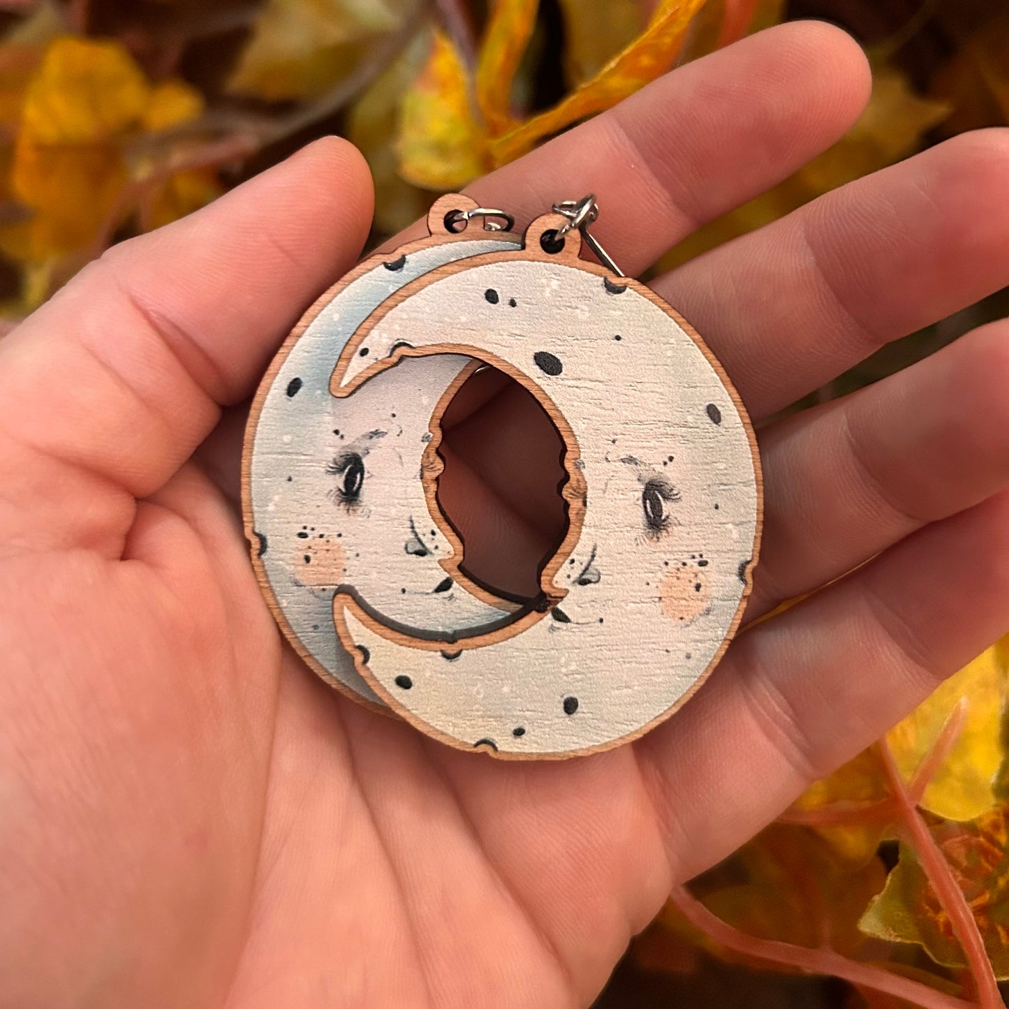 Wooden Moon Earrings
