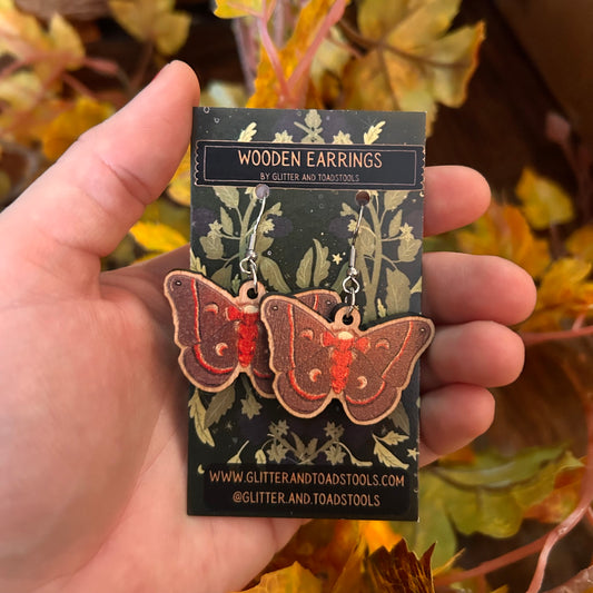 Cecropia Moth Earrings