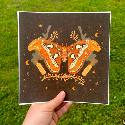 Witchy Atlas Moth Art Print